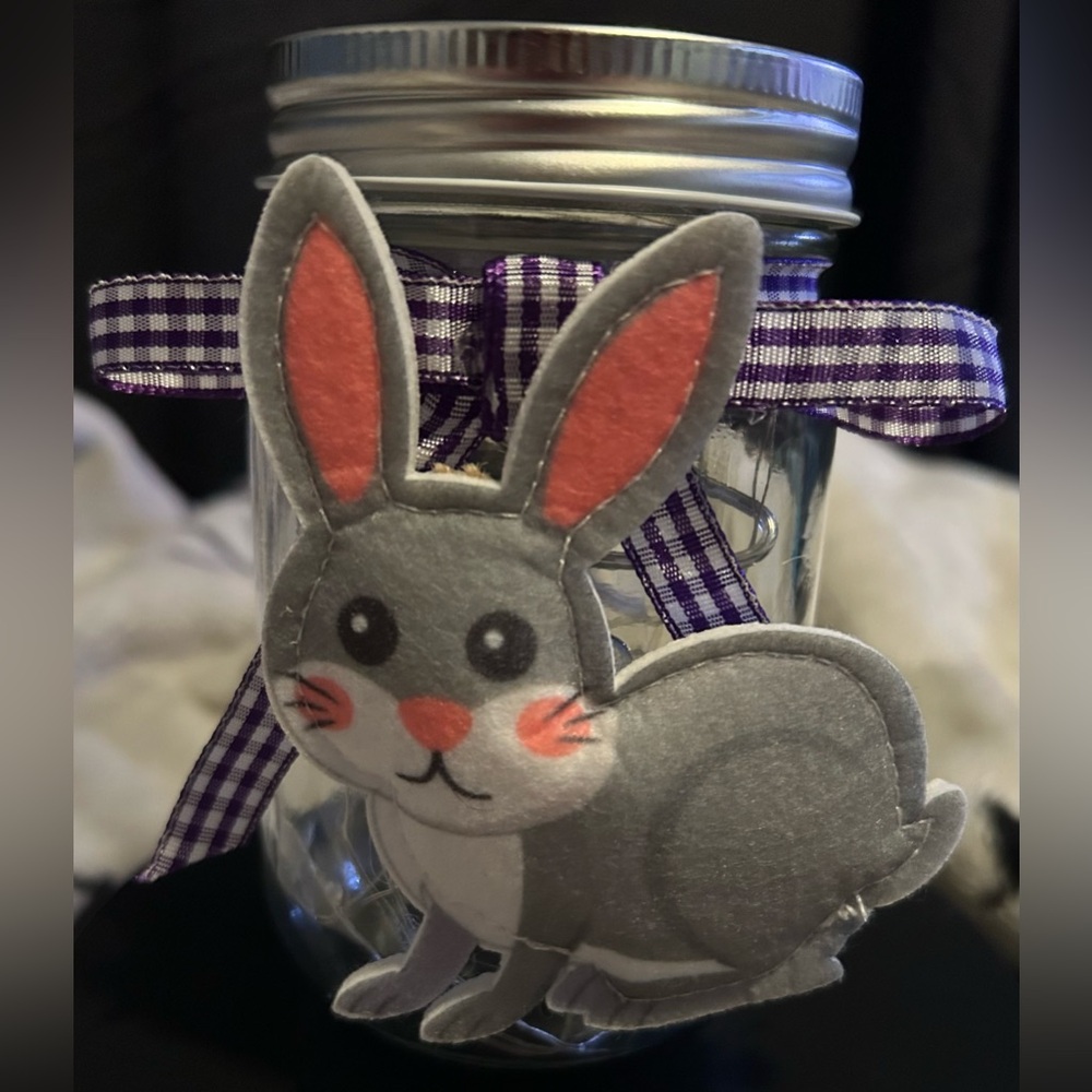 ❌SOLD❌BABY BUNNY SOFT PLUSH DECOR W/ PURPLE LED LIGHTS/PURPLE BOW - Picture 4 of 5